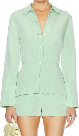 Matthew Bruch Blouson Long Sleeve Blouse In Green