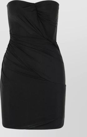 Blumarine stretch nylon dress fitted strapless ruched