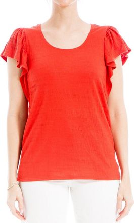 Max Studio Flutter Sleeve Crinkle Jersey Top
