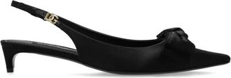 Dolce & Gabbana Schoenen, Dames, Zwart, 36 EU, Leer, Satin Slingbacks met Strikdetail