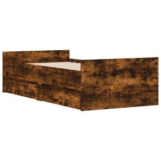 Berkfield Home Modern Bed Frame Frame Smoked Oak 75x190 cm Small Single in Brown