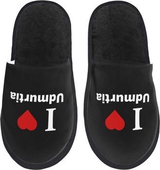 Generic Plush House Slipper I love Udmurtia Fluffy Slipper Breathable Womens Slippers for Travel Hotels Indoor L