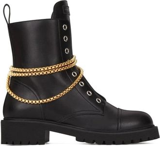 Giuseppe Zanotti Elegant Zwarte Enkellaarzen - Dames - Veterlaarzen - Zwart - 36 EU - Leer - Schoenen