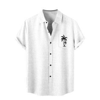 Generic Regular Fit Hawaiian Shirts Mens Striped Short Sleeve Regular Fit Poplin Button Down Shirts Men Hawaiian Tropical Shirt Button Down Short Sleeve Vinta