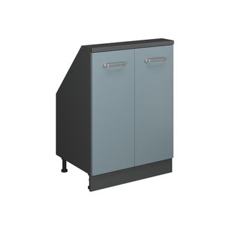 Vicco Armario De Cocina Para Techo Inclinado R-line, Gris Azulado/antracita, 60 Cm Con 2 Puertas, Vicco