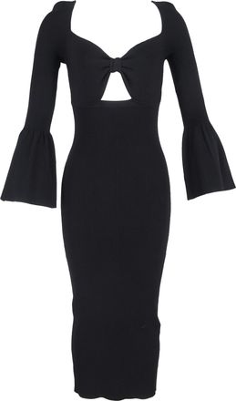 Self Portrait Sweetheart-Neckline Ribbed Midi Dress in Black Viscose