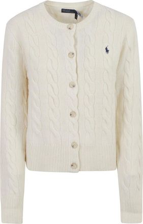 Ralph Lauren Kabelgebreide Wol-Cashmere Vest - Dames - Vesten - Wit - S - Wol - Truien & Vesten