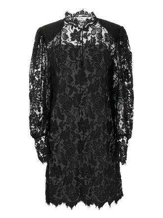 Chlo&eacute; floral-lace high-neck dress - Black