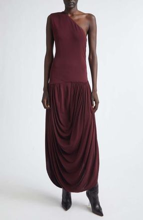 Brandon Maxwell Mila One-Shoulder Jersey Dress in Merlot at Nordstrom, Size 6