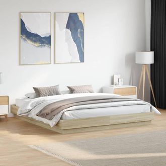 vidaXL Vidaxl - Estructura De Cama Con Luces Led Roble Sonoma 200x200 Cm