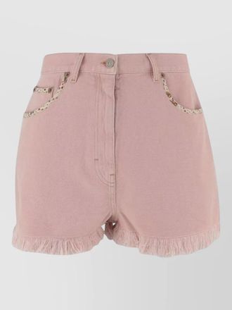 Valentino Garavani mid rise denim shorts embroidered pockets