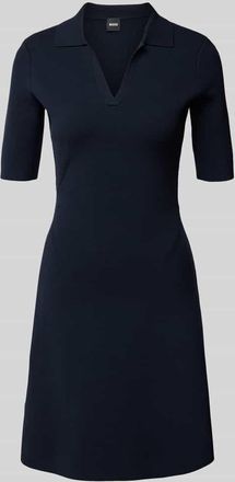 HUGO BOSS Tailliertes Minikleid aus Feinripp in Marine, Größe XL