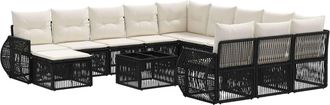 vidaXL Conjunto De Sof&aacute;s De Jard&iacute;n 13 Uds. Negro Rat&aacute;n Sint&eacute;tico Vidaxl
