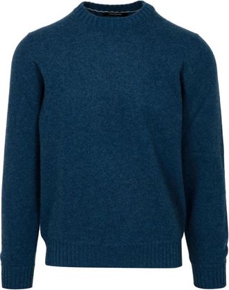 Gran Sasso Blauwe Cashmere Crew Neck Sweater - Heren - Cashmere truien - Blauw - 2XL - Kasjmier - Truien & Vesten