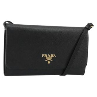 Prada Pre-owned Cross Body Bags, female, Black, Size: ONE SIZE Pre-owned Vintage Saffiano Leather Shoulder Bag