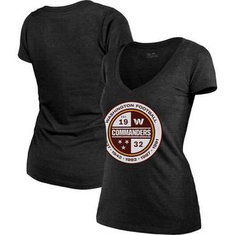Majestic Threads Womens Majestic Threads Heathered Black Washington Commanders Bling Tri-Blend V-Neck T-Shirt at Nordstrom, Size Medium