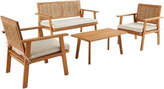 Sweeek Conjunto de muebles de jard&iacute;n en madera con ca&ntilde;izo vertical, 4