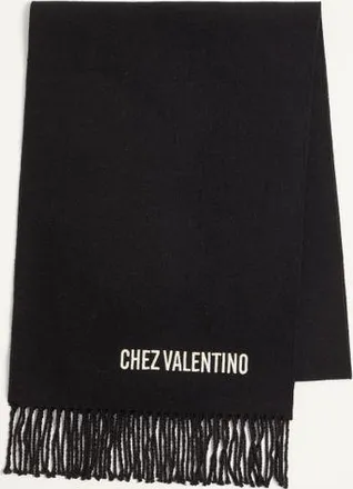 Valentino Garavani Sciarpa In Lana Con Ricamo VLogo Uomo NERO/BURRO UNI