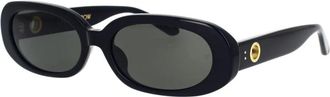 Linda Farrow Chique jaren 90 Stijl Ovale Zonnebril - Dames - Zonnebrillen - Zwart - 59 MM - Accessoires