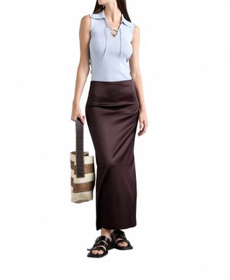 Vanessa Bruno Floriane Satiny Skirt In Brun