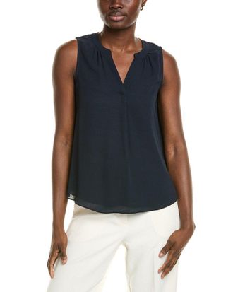 T Tahari Split Neck Blouse