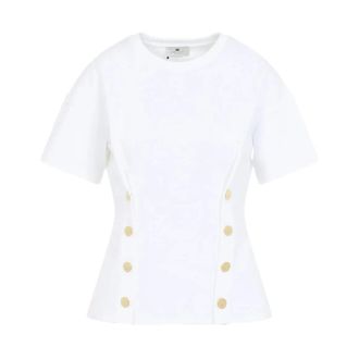 Elisabetta Franchi T-Shirts, female, White, Size: M Maglia Gesso 270