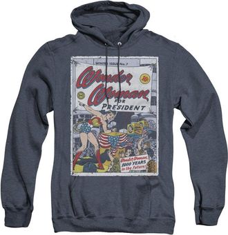 Gildan DC Comics Wonder Woman For President Adult Heather Hoodie / Hooded Sweatshirt