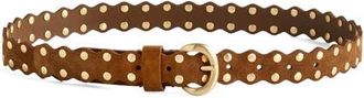 Madewell Suede Studded Scalloped Belt in Dried Acorn at Nordstrom, Size Medium