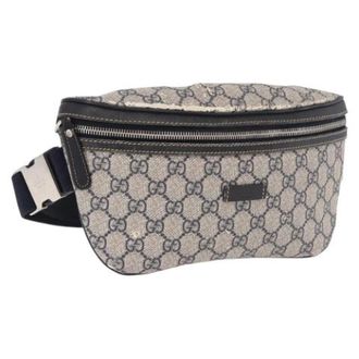 Gucci Vintage, unisex, Blauw, ONE Size, Leer, Pre-owned Vintage GG Canvas Waist Bag