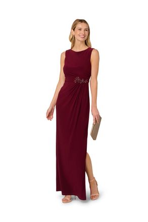 Adrianna Papell Womens Studio Jersey Embellished Gown - Red - Size 18 UK