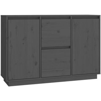 vidaXL Vidaxl - Aparador De Madera Maciza De Pino Gris 111x34x75 Cm