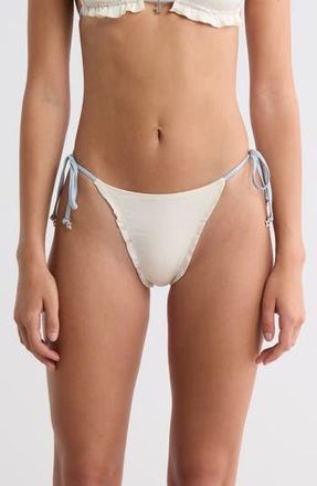 PacSun Cecilia Ruffle Star Charm Side Tie Bikini Bottoms in Gardenia at Nordstrom Rack, Size Medium