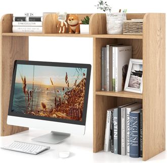 Costway Costway - Estanter&iacute;a De Escritorio, 4 Estantes Y Compartimento Abierto Trasero, Organizador De Almacenamiento De Escritorio, Anti-vuelco, 94 X 25 X 74