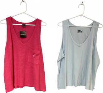 Eddie Bauer Womens Solstice Slub Pocket Tempo Two-Piece Tank Top - Plus In Hot Pink Blue