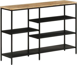vidaXL Mesa Consola Madera Maciza Mango Rugosa Y Hierro 110x30x75 Cm Vidaxl