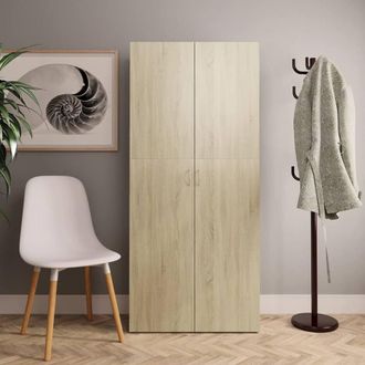 Berkfield Home Shoe Cabinet Sonoma Oak 80x35.5x180 cm Engineered Wood in Brown