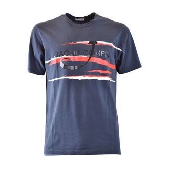 Jacob Cohen T-Shirts, male, Blue, Size: L Cotton Logo T-Shirt