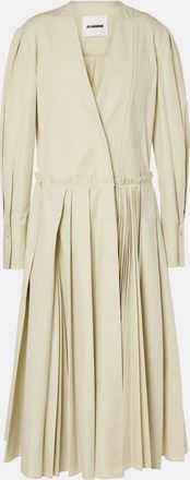 Jil Sander Pleated cotton poplin midi dress