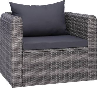 vidaXL Silla De Jard&iacute;n Con Cojines Rat&aacute;n Sint&eacute;tico Gris Vidaxl
