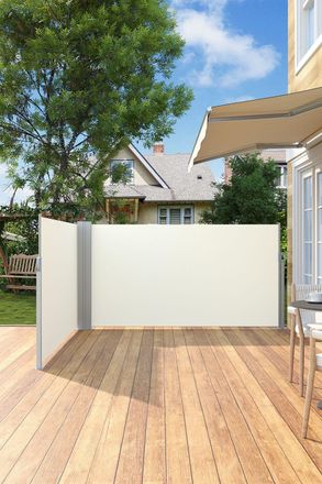 Living and Home 6m W Outdoor Garden Retractable Privacy Double Side Awning in Beige