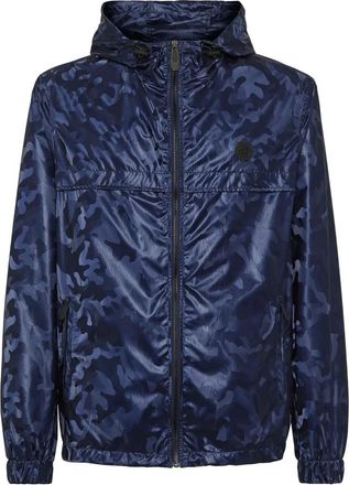 Philipp Plein Nylon Windbreaker Camouflage - Heren - Zomerjassen - Blauw - 3XL - Nylon - Jassen