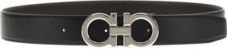 Ferragamo Black Gancini Solid Reversible Belt