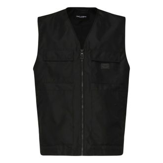 Dolce & Gabbana Waistcoats, male, Black, L, Black Vest Jackets