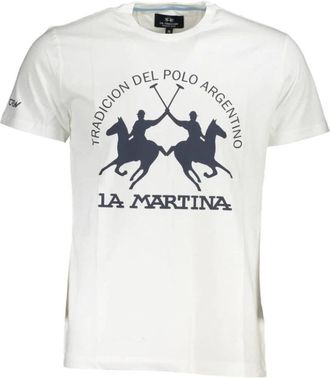 La Martina Witte Katoenen Heren T-Shirt - Heren - T-shirts - Wit - M - Katoen - Tops