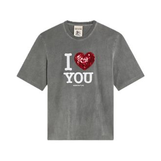 Semicouture T-Shirts, female, Gray, Size: XS T-Shirt Martina