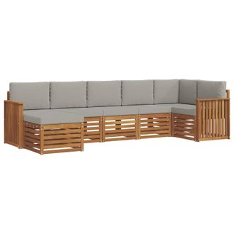 vidaXL Conjunto De Sof&aacute; Seccional Con Coj&iacute;n 7 Pcs Gris Natural Y Claro Vidaxl