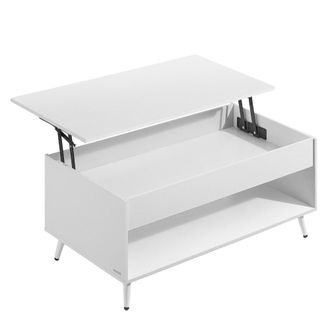 Vasagle Mesa de centro con tablero compartimento oculto de color blanco
