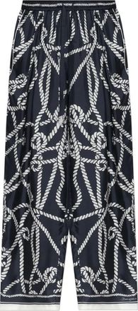 Dolce & Gabbana Pantaloni in seta con stampa Marina - - Trousers - Uomo - Nero - S