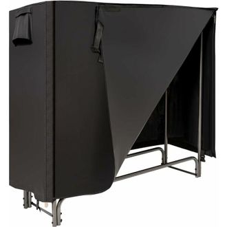 Costway Costway Le&ntilde;ero Exterior Con Cubierta Pvc 600d Impermeable, Estante Le&ntilde;a De 122,5 Cm, Soporte Para Le&ntilde;a Chimenea Interior Exterior Patio Negro