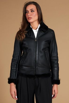 D'Arienzo Montone shearling nero con fibbie e cerniera centrale DArienzo, Seleziona Taglia XS, Colore Nero